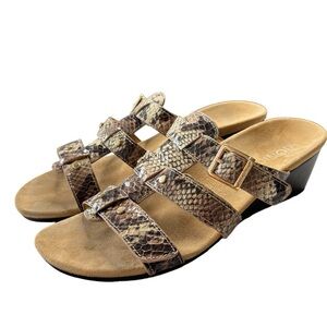 Vionic Radia Sandals Shoes Womens Size 8 Adjustable Beige Snake Strappy Orthotic